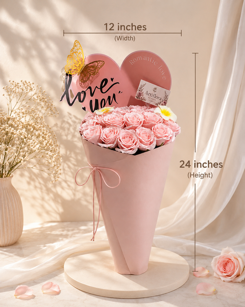 Blush Romance Forever Rose Bouquet | Luxury Artificial Flowers