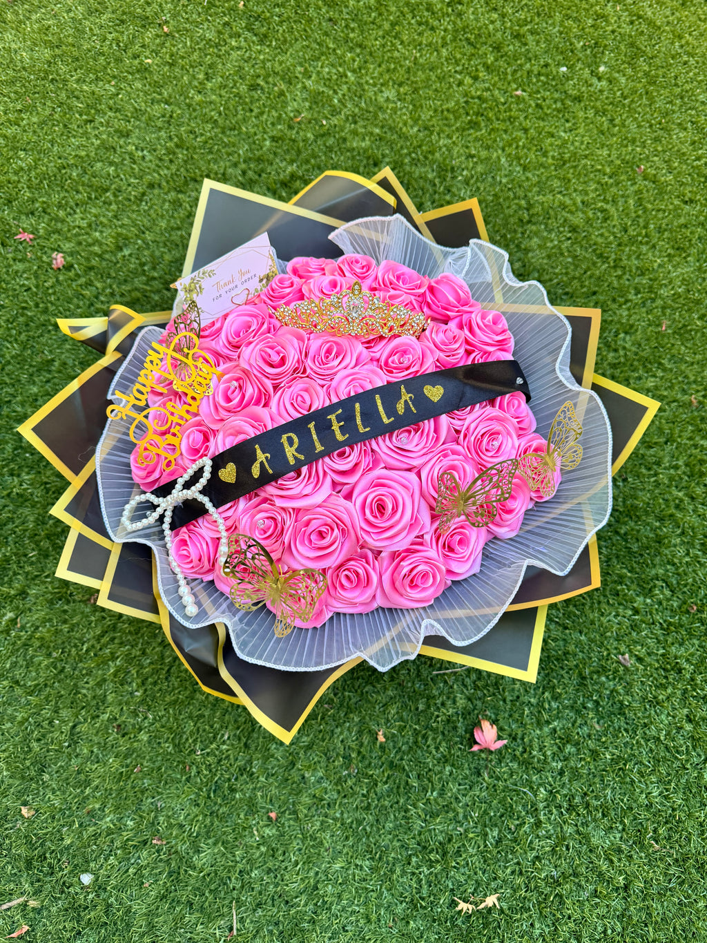 Big large pink personalised bouquet