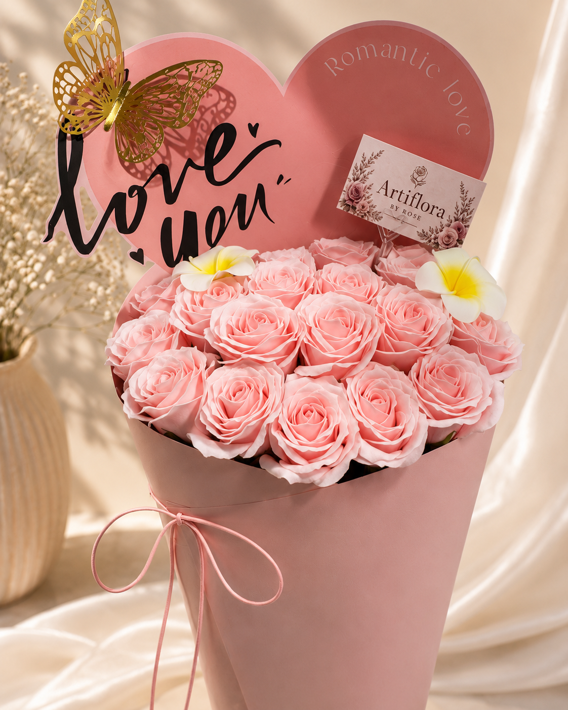 Blush Romance Forever Rose Bouquet | Luxury Artificial Flowers