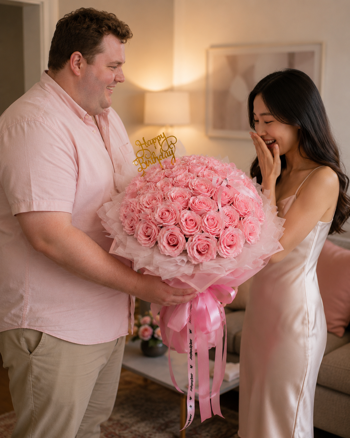 Rosé Charm – Artificial Pink Rose Bouquet