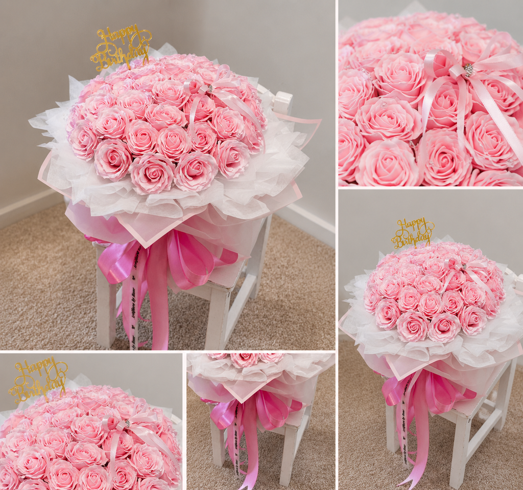 Rosé Charm – Artificial Pink Rose Bouquet