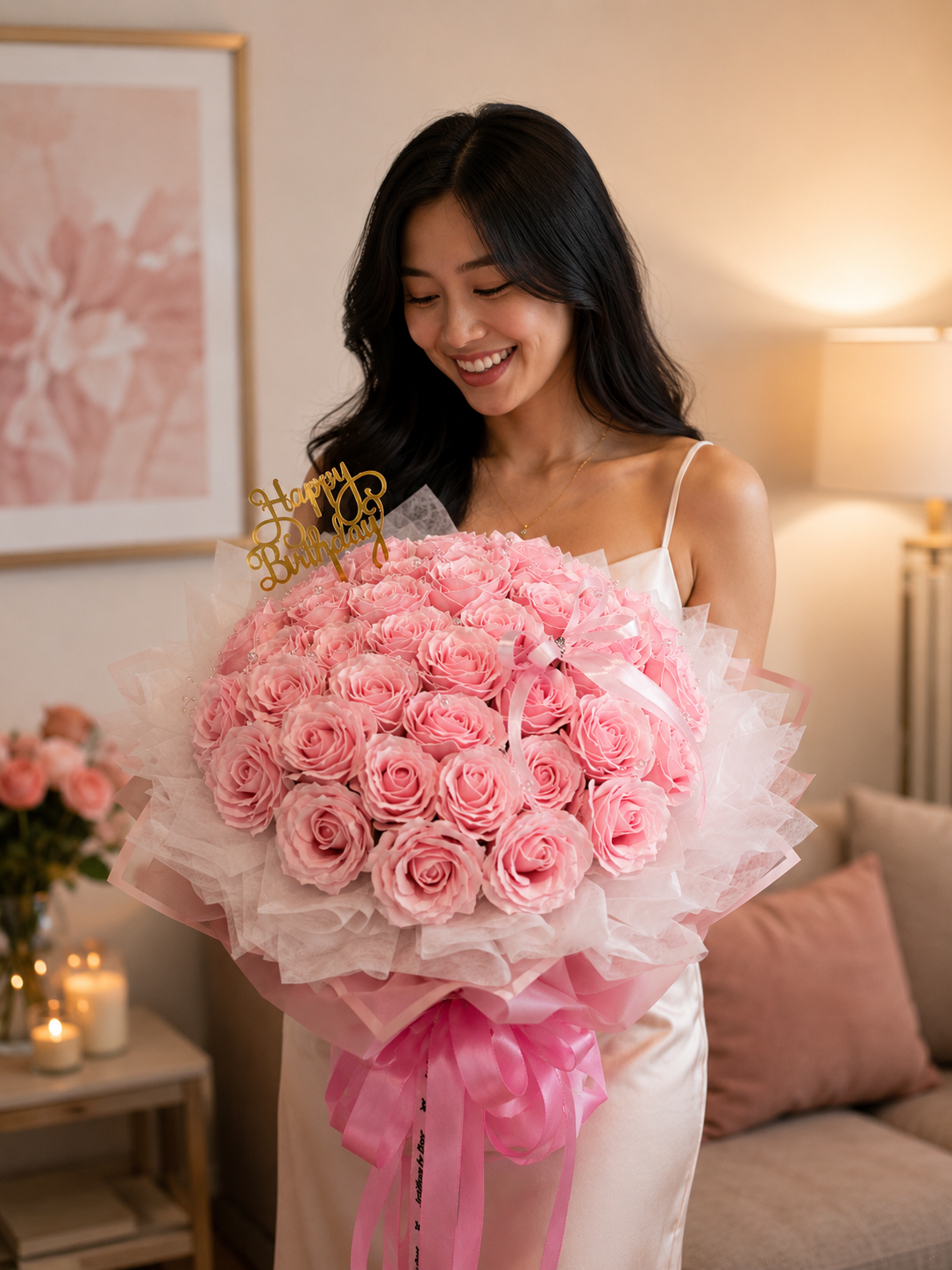 Rosé Charm – Artificial Pink Rose Bouquet