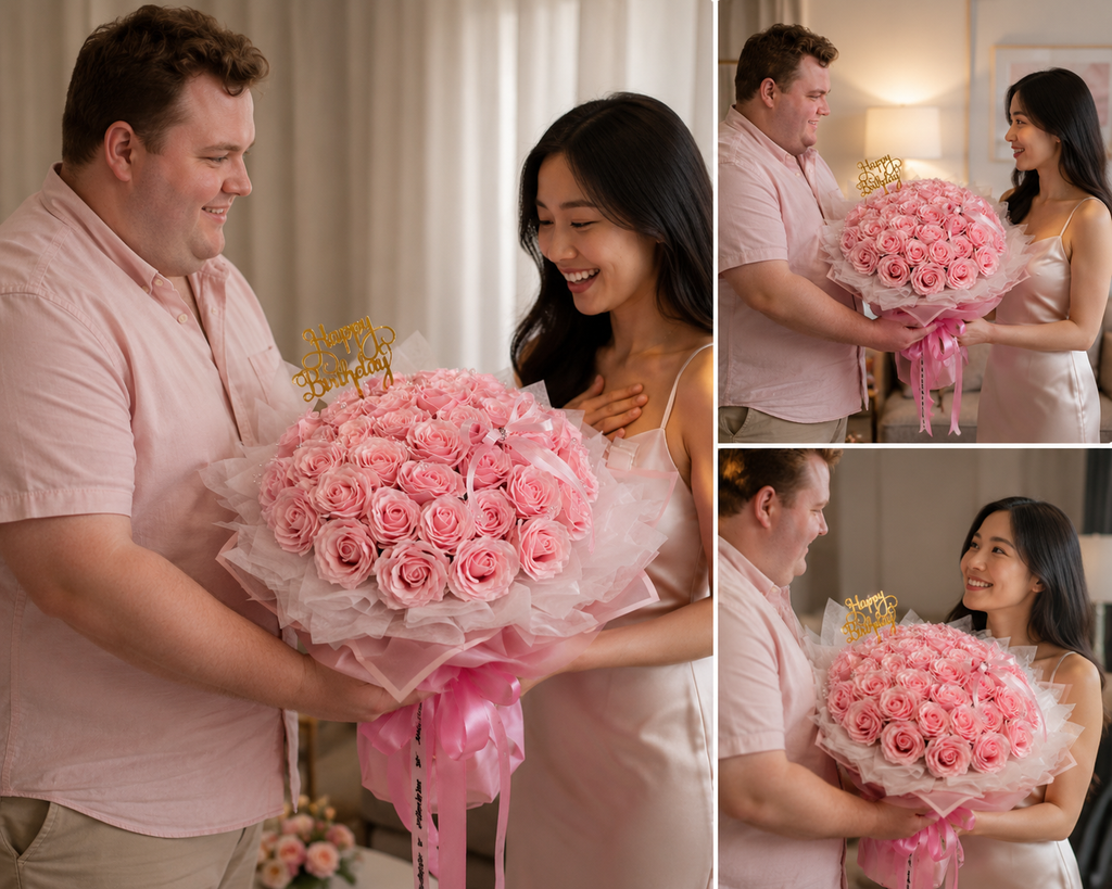 Rosé Charm – Artificial Pink Rose Bouquet