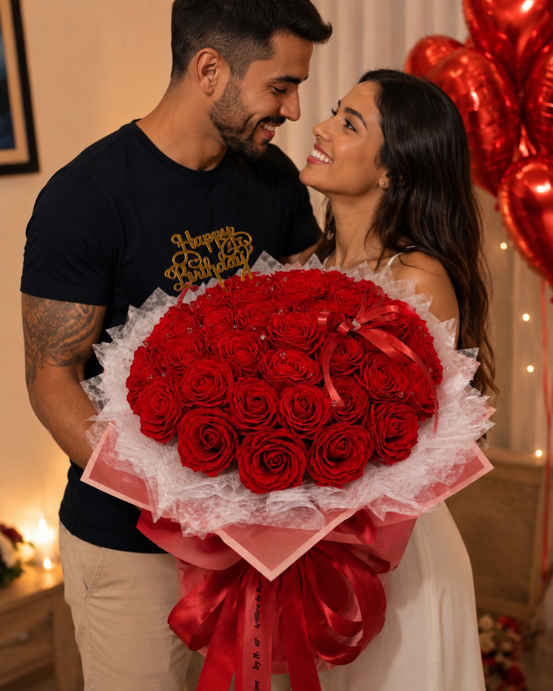 Ruby Romance – Luxury Artificial Red Rose Bouquet