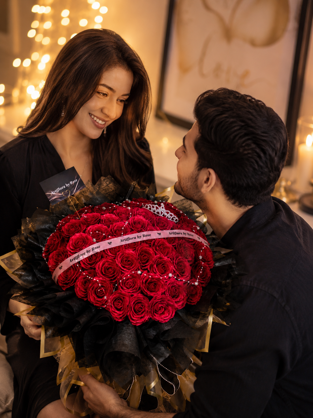 Crimson Romance – Luxury Artificial Red Rose Bouquet